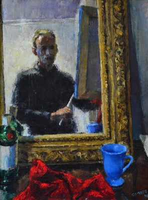 Lot 2150 - Richard Combes (b.1963)  Self Portrait  Signed and dated (19)95, oil on canvas, 59.5cm by 44cm