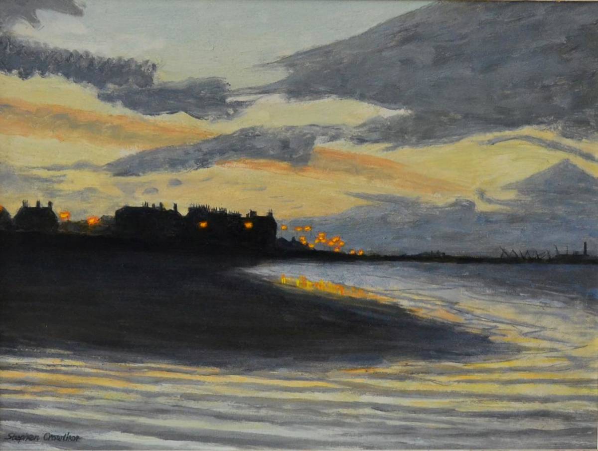 Lot 2169 - Stephen Crowther ARCA, RBA (b.1922) 'Afterglow, Seaton' Signed, oil on board, 32cm by 43cm