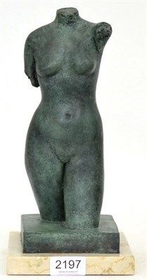 Lot 2197 - William Bailey (fl.1945-1955) 'Female Torso' Signed, terracotta with patinated verdigris finish, on