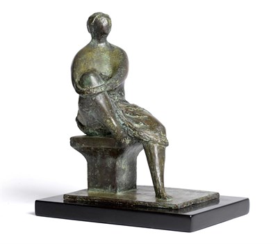 Lot 2198 - William Bailey (fl.1945-1955) Seated female figure holding her knee Signed Bill Bailey, bronze,...