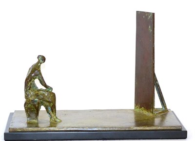 Lot 2199 - William Bailey (fl.1945-1955) 'Dancer Resting' Bronze, on a black slate base, 19.5cm high