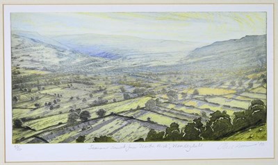 Lot 2008 - Piers Browne (b.1949) 'Summer Sunset from 'Scarth Nick', Wensleydale' Signed and inscribed,...