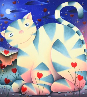 Lot 2023 - After Mackenzie Thorpe (b.1956) 'Love Cat' Signed, inscribed and numbered 373/395, silkscreen, 83cm