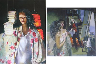 Lot 2029 - After Robert Lenkiewicz (1941-2002) 'The Painter with Anna holding a Pit Fired Bowl' Signed, giclee