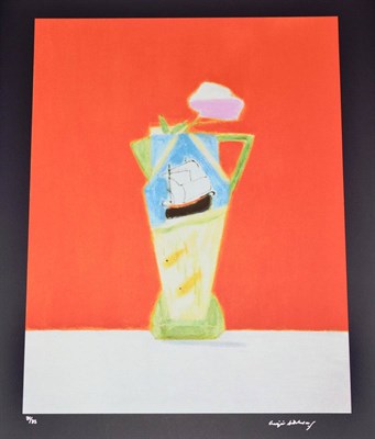 Lot 2040 - Cragie Aitchison CEB, RA, RSA (1926-2009)  'Still life on Vermillion' Signed and numbered...