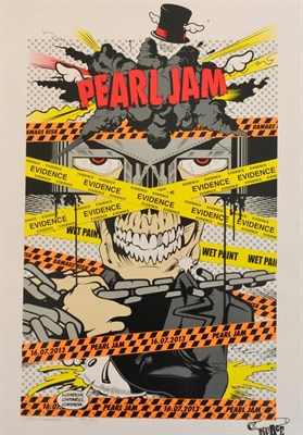 Lot 2052 - D*Face (Contemporary) 'Evidence' Pearl Jam, 16.7.13 Signed and numbered 53/85, screenprint, 61cm by