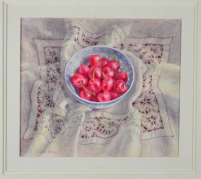 Lot 2101 - Janet Skea (b.1947) 'Cherries' Signed, watercolour, 15cm by 18cm  Artist's Resale Rights/Droit...