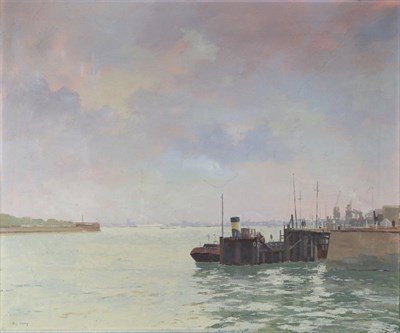 Lot 2114 - Roy Perry (1935-1993) 'Downstream from Greenwich' Signed, inscribed verso, oil on canvas, 63.5cm by