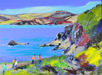 Lot 2118 - J M Pook (20th/21st century) 'Newquay Bay' Signed, acrylic on board, 42.5cm by 57cm   Artist's...