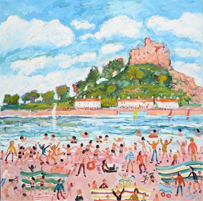 Lot 2120 - Simeon Stafford (b.1956) 'A Day at St Michael's Mount' Signed, inscribed verso, oil on canvas, 61cm