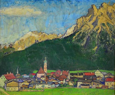 Lot 2124 - Rudolf Paul Hirschenhauser (b.1882-?) Austrian 'Mittenwald' Signed, signed and inscribed verso, oil