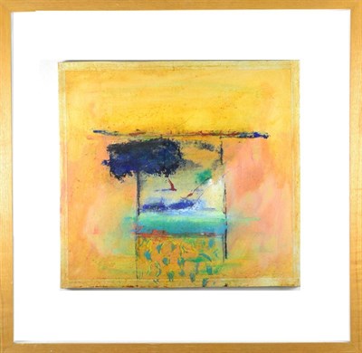 Lot 2130 - Susan Foord (b.1945) Abstract landscape Signed, mixed media on paper laid onto board, 33cm by 35cm