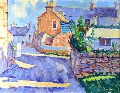 Lot 2135 - Ian MacInnes (b.1922) Scottish 'East Nueck'  Signed, oil on canvas, 33.5cm by 43.5cm  Artist's...