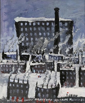 Lot 2140 - Malcolm Scott (Contemporary) 'After the Snow Bradford Saltaire' Signed, inscribed and dated (19)68