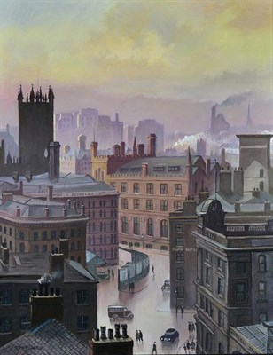 Lot 2141 - Steven Scholes (b.1952) 'Manchester from Long Mill Gate' (1958) Signed, inscribed and dated...