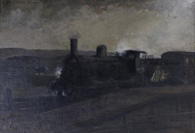 Lot 2148 - Ernest Burnett Hood (1932-1988) Steam train Signed, oil on board, 51cm by 94cm  Artist's Resale...