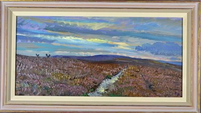 Lot 2152 - Piers Browne (b.1949) 'September Dusk, Grouse Returning to Roost' Initialled, inscribed and...