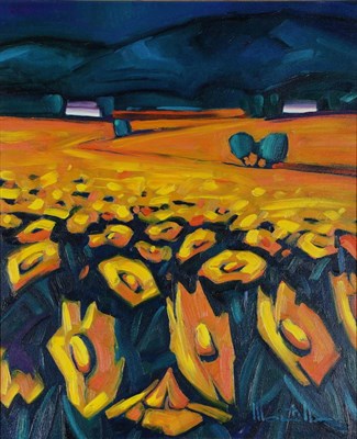 Lot 2153 - Chico Montilla (b.1961) Spanish 'Girasoles' Signed, inscribed verso, oil on canvas, 45cm by...