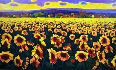 Lot 2155 - Chico Montilla (b.1961) Spanish 'El Sueño de los Girasoles' (Dream of Sunflowers)  Signed, oil...