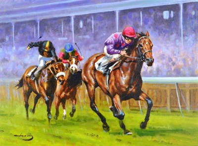 Lot 2166 - Graham Isom (b.1945) 'The 1971 2000 Guineas at Newmarket' Signed, oil on canvas, 29cm by 40cm...