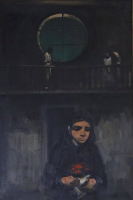 Lot 2185 - Andrew Gadd (b.1968) 'Girl Holding Flowers' 1995 Oil on canvas, 88cm by 63cm  Provenance:...