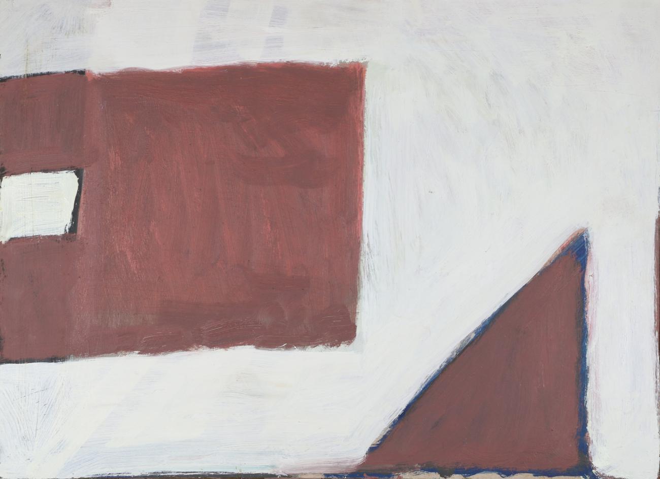 Lot 2195 - Frank Beanland (b.1936) 'Brown and White' (Palette and Triangle) Signed, inscribed verso and...