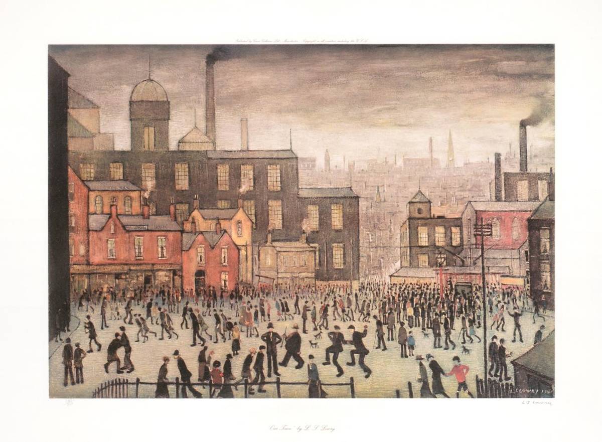 Lot 2009 - After Laurence Stephen Lowry RA (1887-1976) 'Our Town' Signed in pencil, numbered 245/850, a colour