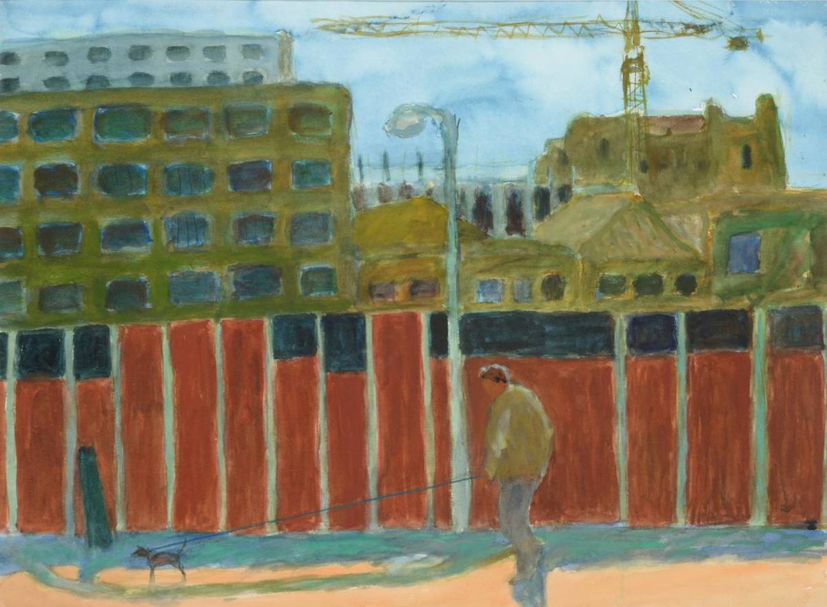 Lot 2030 - Hans Schwarz (1922-2003) Austrian 'Walking the Dog, Greenwich' Watercolour, 55cm by 75cm...