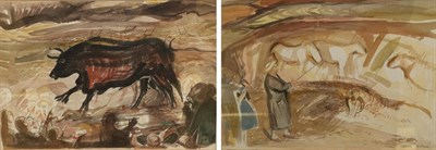 Lot 2049 - Edward Raymond Payne ARCA (1906-1991)  'Wall Painting - Caves at Lascaux' Signed and dated...