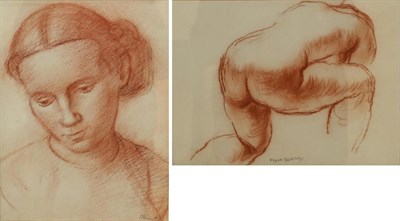 Lot 2052 - Bernard Meninsky (1891-1950)  Study of a lady, head and shoulders  Signed, red conte crayon,...