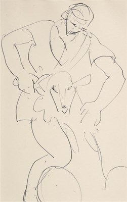 Lot 2054 - Duncan Grant (1885-1978) Scottish Sheep shearing Biro, together with a further figurative study...