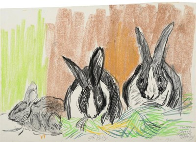 Lot 2070 - John Randall Bratby RA (1928-1992) 'Dutch Rabbits' Signed, extensively inscribed and dated Dec...