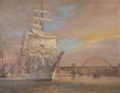 Lot 2084 - Walter Holmes (b.1936) Ships at Newcastle Quayside Signed, oil on board, 69cm by 89cm...