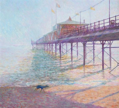 Lot 2088 - Martin Dutton (Contemporary) 'Paignton Pier, Morning Light' Signed, extensively inscribed...