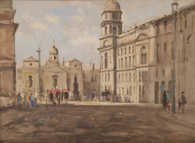 Lot 2094 - John Barrie Haste (1931-2011) 'Whitehall' Signed, inscribed verso, oil on board, 29cm by 39cm...