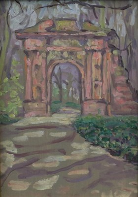 Lot 2098 - Arthur Studd (1863-1919) Ornamental Arch in a park Oil on board, 20.5cm by 14.5cm  Provenance:...