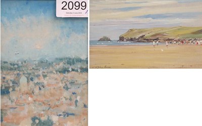 Lot 2099 - Ann Shrager NEAC (b.1948) 'Florence', (1977) Oil on canvas board, together with a gouache beach...