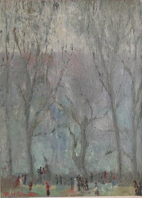 Lot 2103 - Rudolf Helmut Sauter (1895-1977) German In the Park Signed, oil on canvas, 29.5cm by 21.5cm...