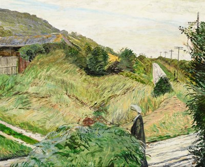 Lot 2115 - Carel Weight RA (1908-1997) Figure on a Country Lane Signed, oil on board, 49cm by 59cm...