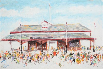 Lot 2138 - Simeon Stafford (b.1956) 'Woodside Ferry Building, Birkenhead' Signed and dated 6.11.14, oil on...