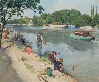 Lot 2164 - Terence Tenison Cuneo CVO, OBE, RGI, FGRA (1907-1996) A family angling on a riverbank Signed,...