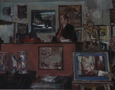 Lot 2165 - Thomas John Coates PPNEAC, PS, RBA, RP, RWA, RWS (b.1941) A fine art auctioneer on the rostrum...