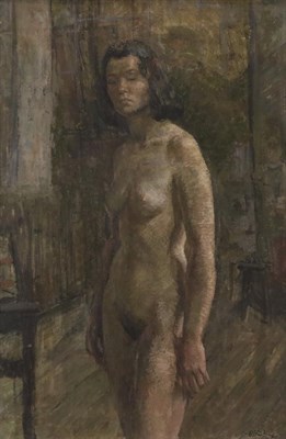 Lot 2166 - Constance-Anne Parker (1921-2016) Standing nude Signed, with fragments of an inscribed label verso