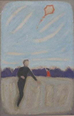 Lot 2167 - Bryan Senior (b.1935) 'Kite Flyer'  Signed and dated (19)64, inscribed verso, oil on canvas,...