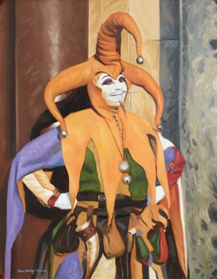 Lot 2180 - John Blakey (b.1952) Irish 'The Jester' Signed and dated (19)95, oil on canvas, 74cm by 59cm...