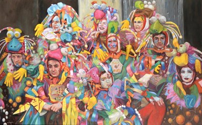 Lot 2181 - John Blakey (b.1952) Irish 'Carnivale' Signed and dated (19)95, oil on canvas, 125cm by 200cm...