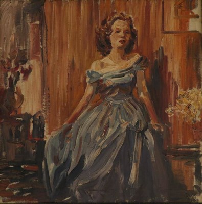 Lot 2188 - Ronald Ossory Dunlop (1894-1973) Irish Portrait of an elegant lady, full length, seated in an...