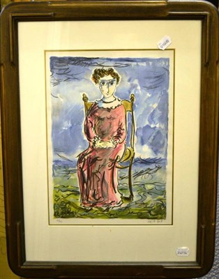 Lot 1019 - Yosl Bergner (b.1920) Israeli Seated Woman Numbered 26/150, lithograph, 36cm by 25cm (pl)