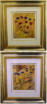 Lot 1025 - Libby January (Contemporary)  'Cornflower Capers'  A pair of limited edition giclee prints,...