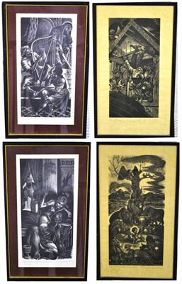 Lot 1027 - Fritz Eichenberg (1901-1990) American  A Set of Four Wood Engravings 'And in Her Mouth Was an Olive